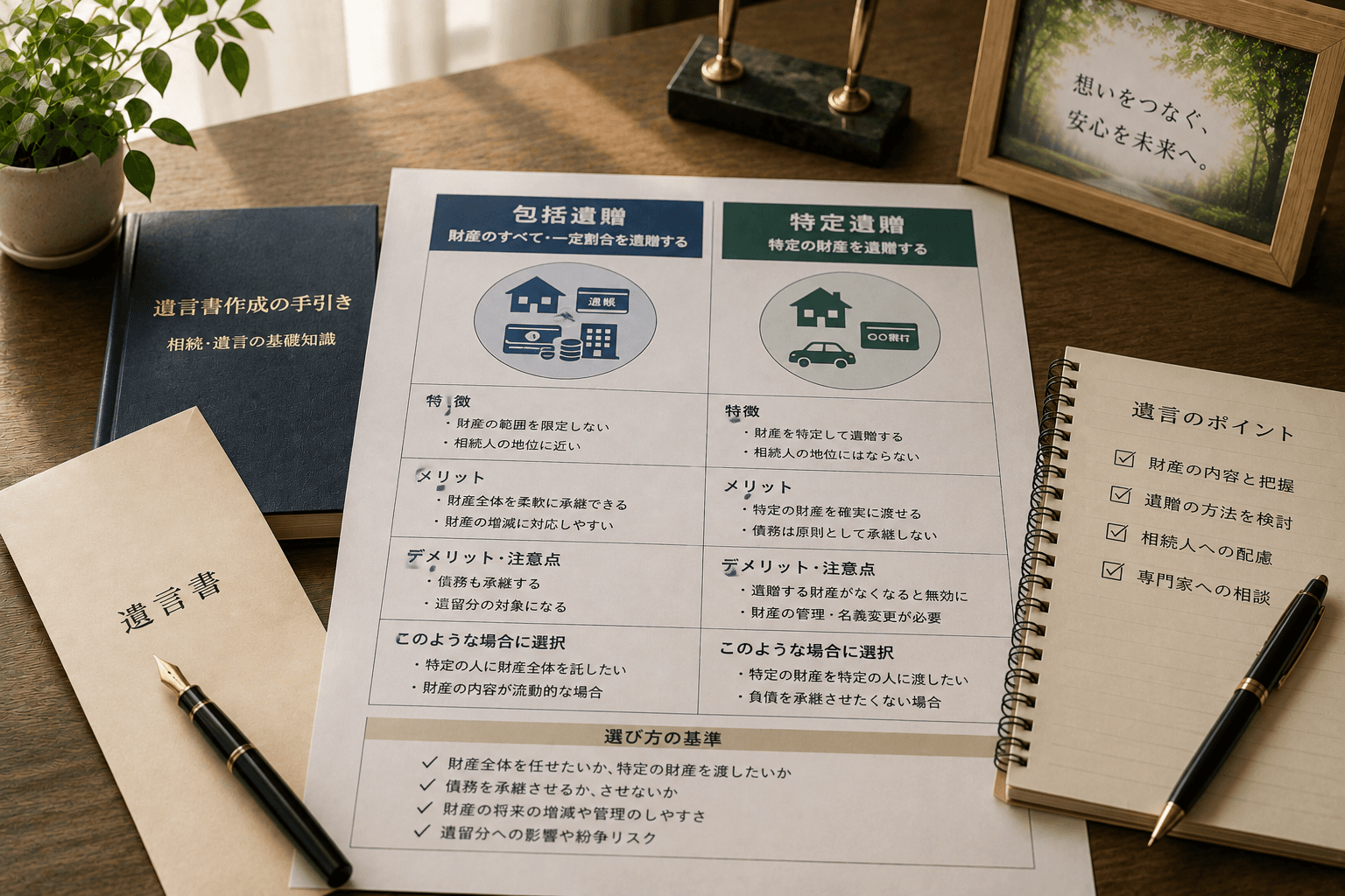 「包括遺贈」と「特定遺贈」の違いとは?遺言書作成で知っておくべき実務上の論点と選び方の基準