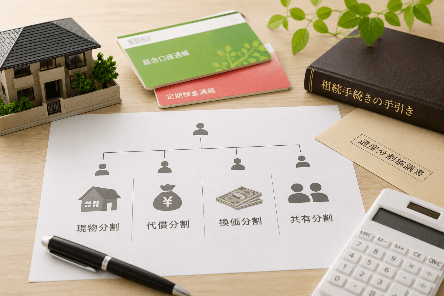 遺産分割の4つの基本手法とは?現物・代償・換価・共有のメリットと注意点を解説